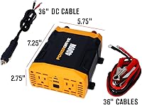 Vista 3 de PowerDrive PWD400 - Inversor de corriente de 400 vatios de 12 V CC a 110 V CA con 2 salidas y 2 puertos