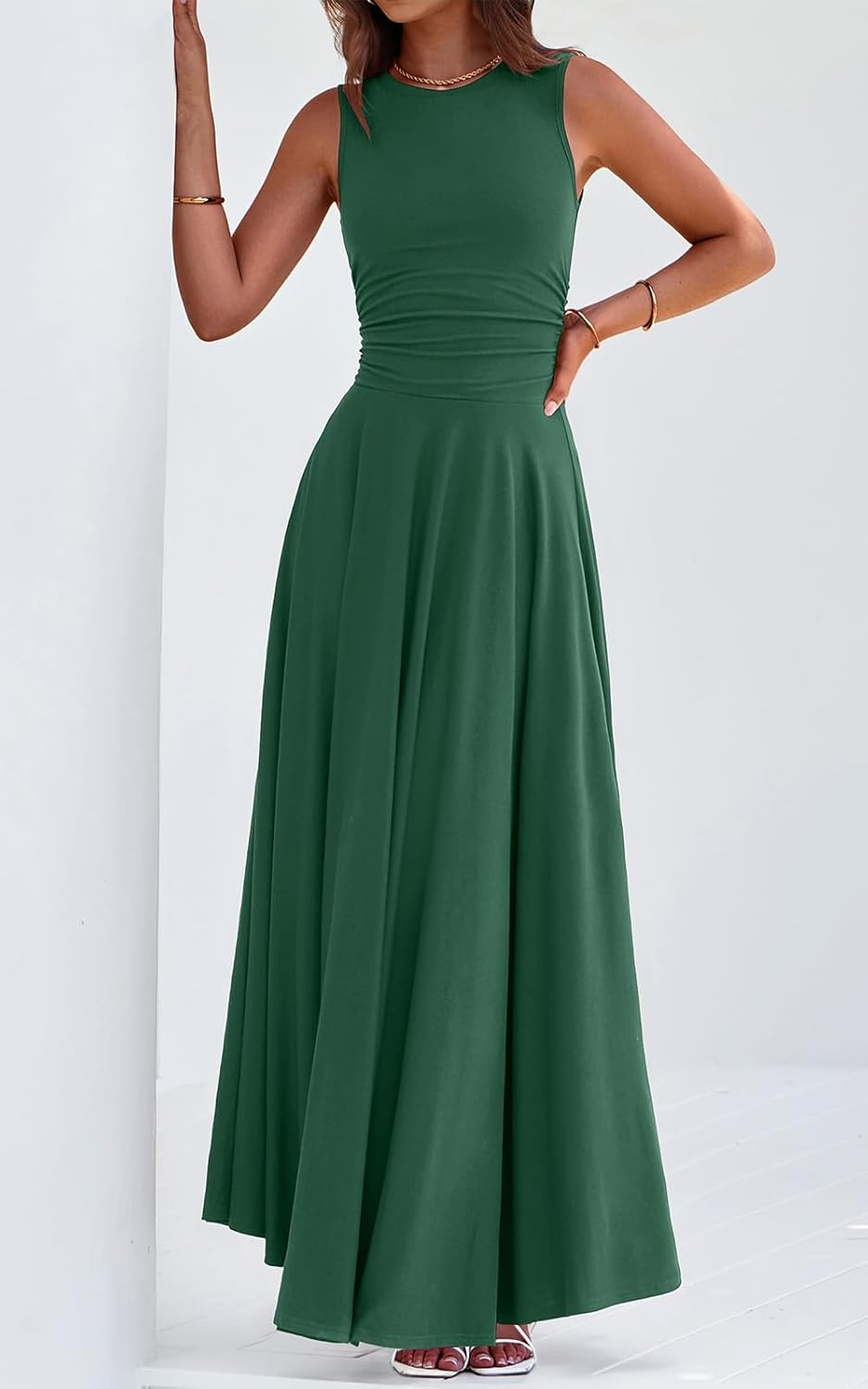 PRETTYGARDEN Womens Spring Dresses 2026 Casual Sleeveless Crewneck Aline Maxi Dress Stretch Tank Flowy Long Dresses - Image 3