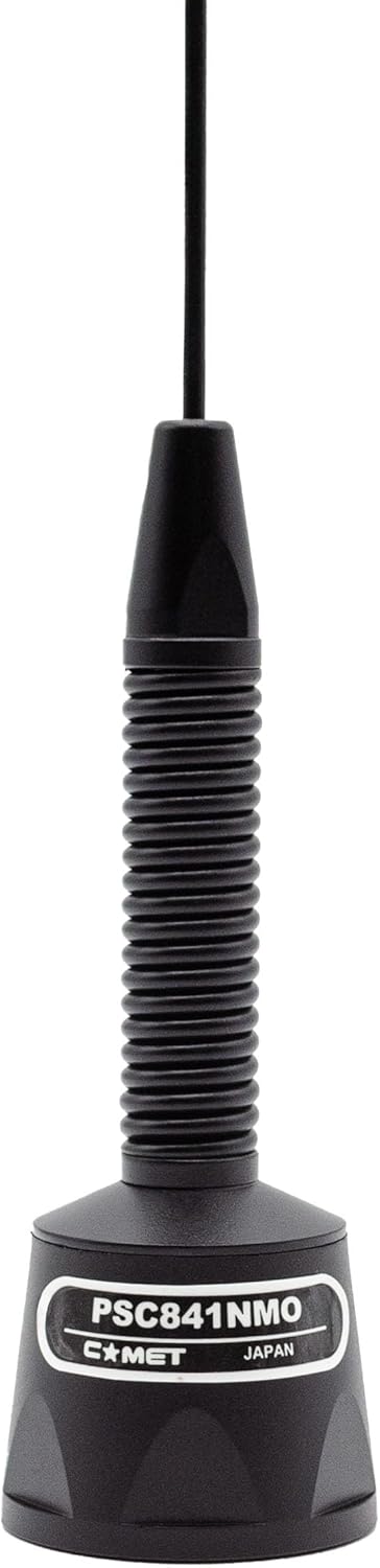 Comet PSC841NMO Tri-Band Mobile Antenna 150–174MHz 430–512MHz 750–865MHz VHF UHF 800MHz NMO Mount 100W Omni Directional Flexible Spring Base IP67 Rated Black Antenna