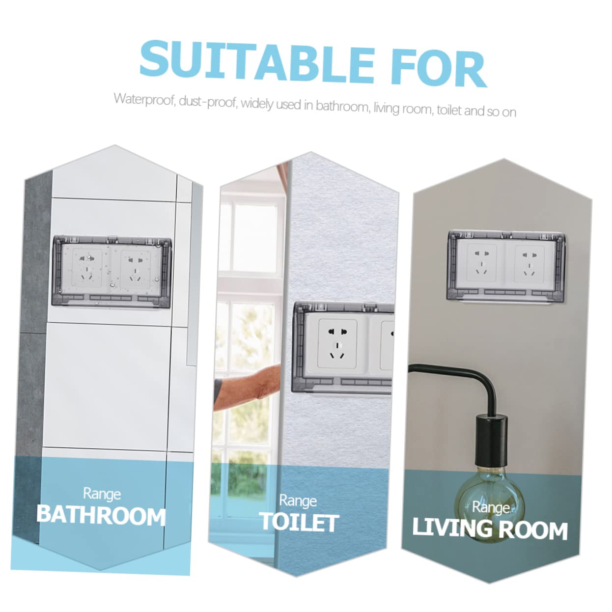 Housoutil 2Pcs Weatherproof Outlet Cover Transparent Type Socket Protective Box Punch Design Splash and Dust for Outdoor Use Modern Plug Protectors