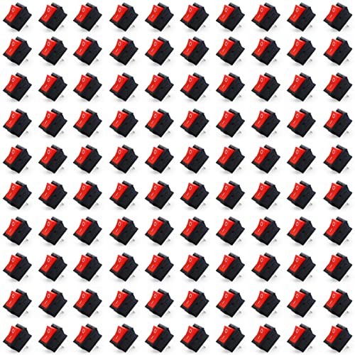 Image of Electronic spices Small Mini Boat Snap-in 2-Pin Plastic On /Off Rocker Switch Button (100psc) (RED)