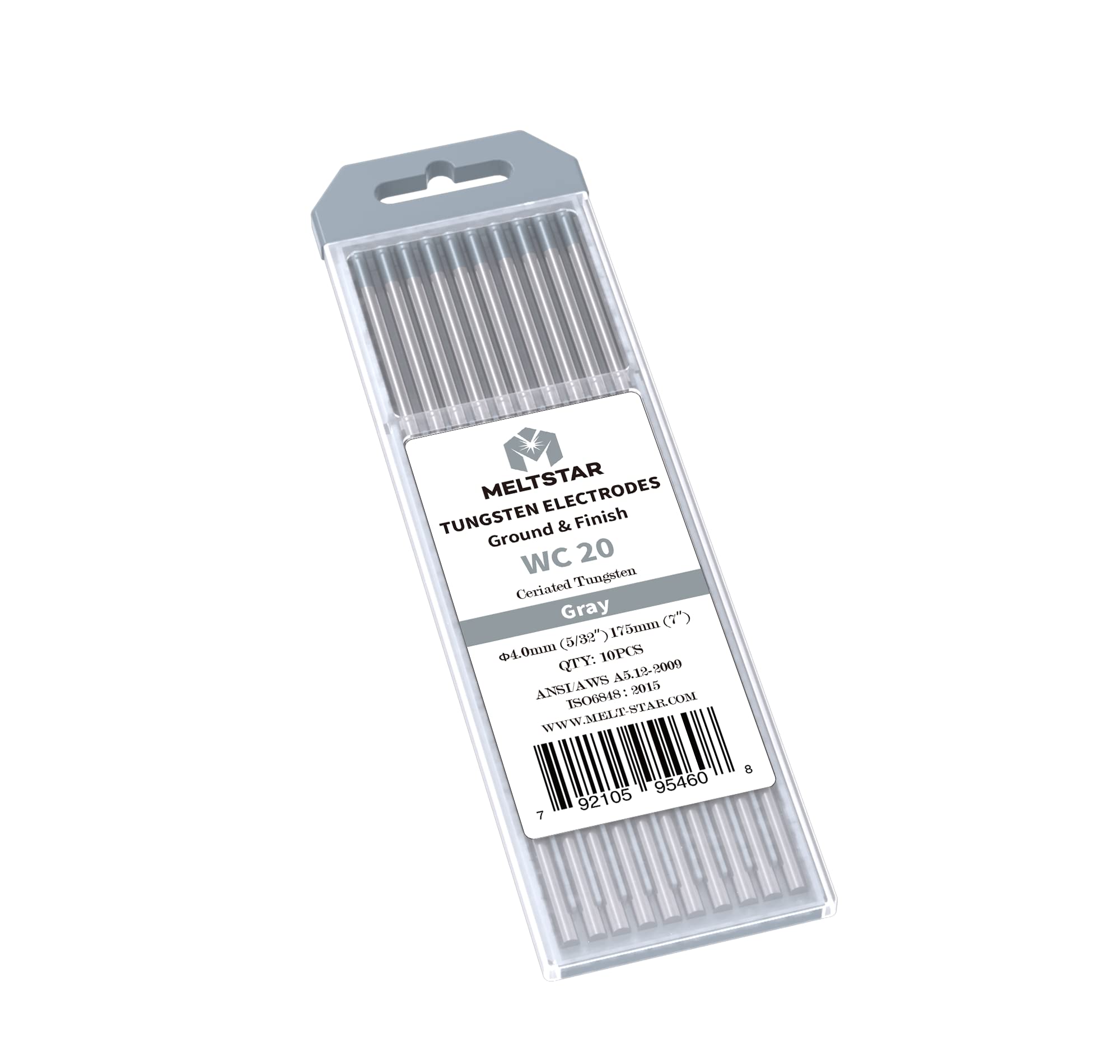 TIG Welding Cerium tungsten electrode 5/32” x 7” (Grey, WC20) 10-Pack