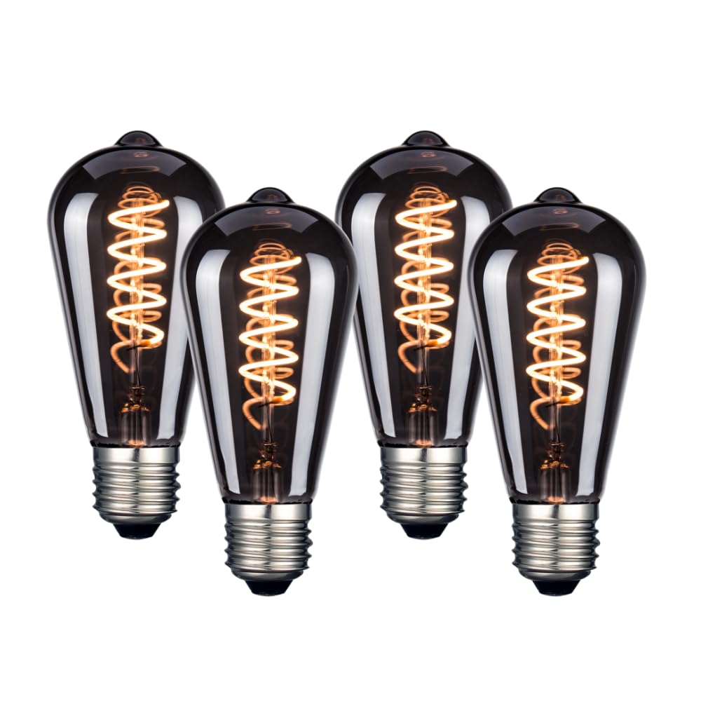 LUXULA 4 Stück LED Filament SPIRAL Smoke, Edison ST64 E27, 4W 40lm