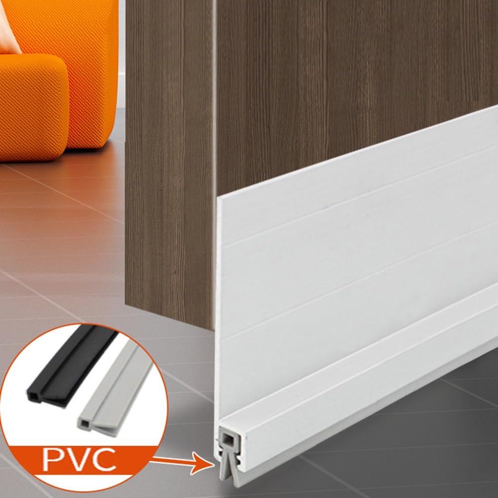 Guarnizione Paraspifferi Per Porte 100 Cm Autoadesivo Porta Spazzata Tiraggio Stopper Weather Stripping Sottoporta In Alluminio(Silver,H5.3"xL39"/13.5x100cm)