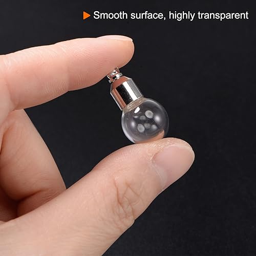 Miniatura 4 de HARFINGTON 5 piezas de nombre en frasco de vidrio de arroz colgante de 0.236 in de ancho con forma de bola de rosca colgante de vial transparente