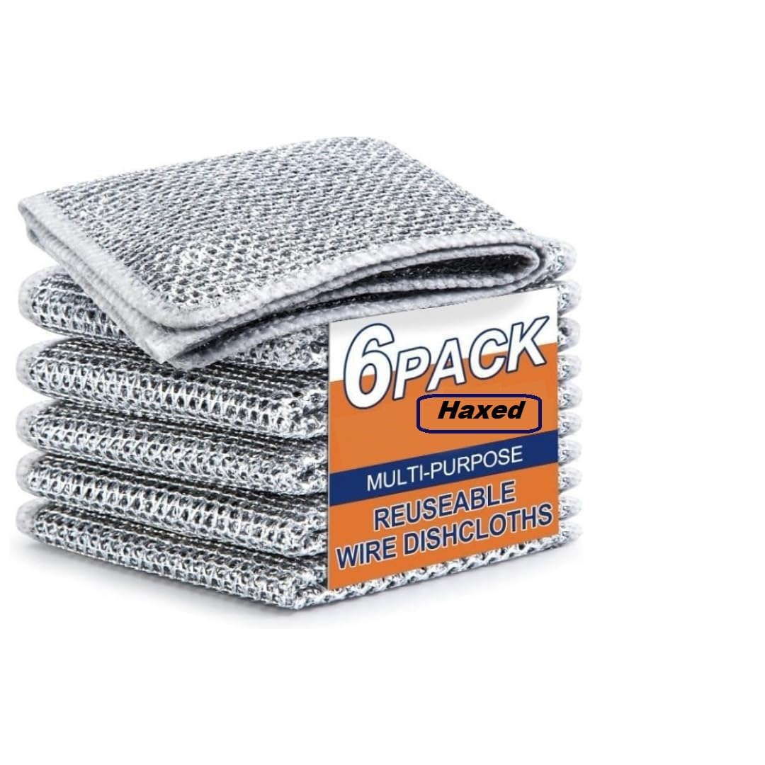 Haxed Non Scratch Dish Wash Cloth Scrubber for Utensils-Multipurpose Steel Wire Dishwashing Rag Cloth for Kitchen Use and Cleaning Non Stick Pans Ceramic Crockeries Fruits Vegetables (6) (B0D797G7VW) Amazon Price History, Amazon Price Tracker