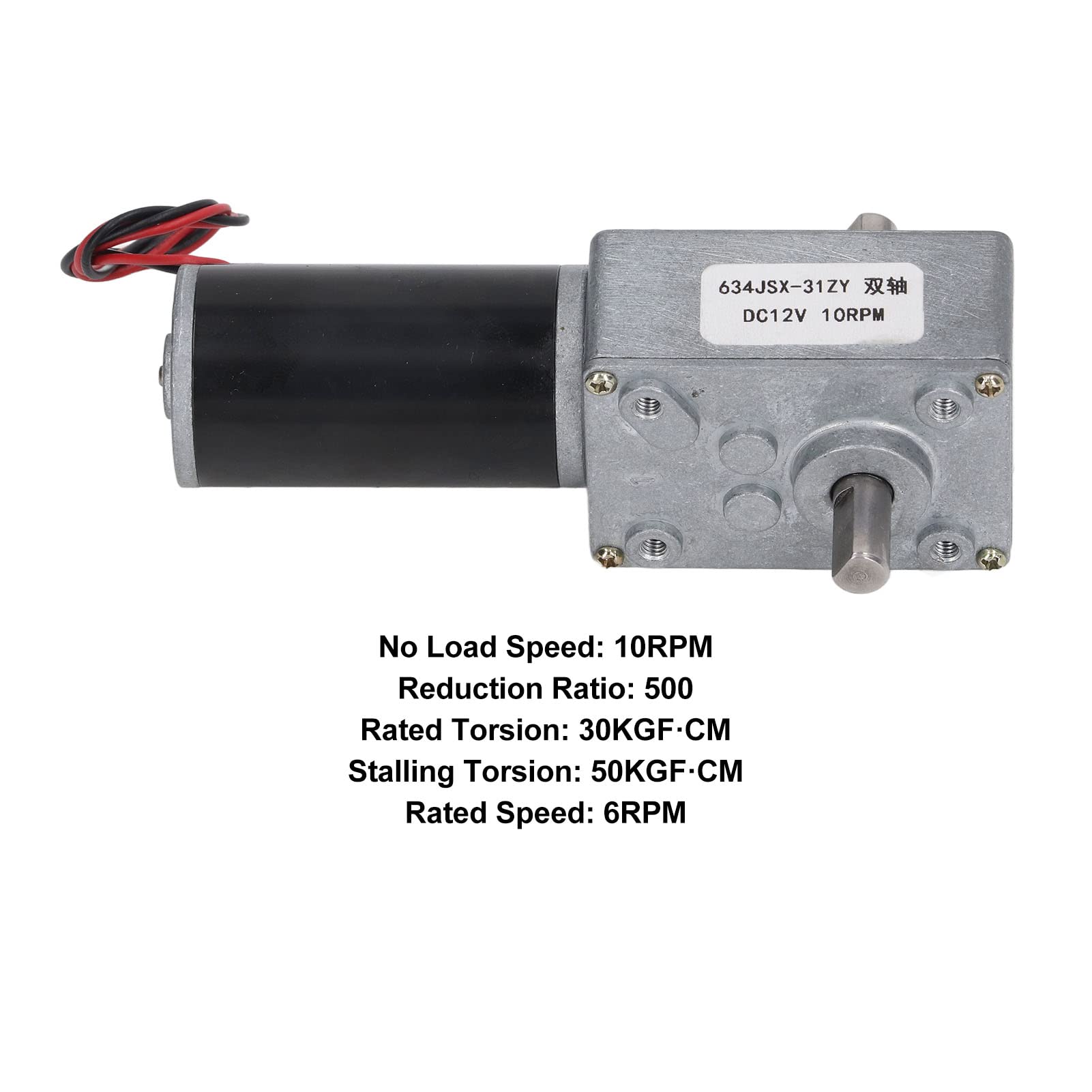 Motor de reducción de corriente continua 12 V CW CCW con doble eje, bobina de latón autobloqueante para automatización (10 rpm)