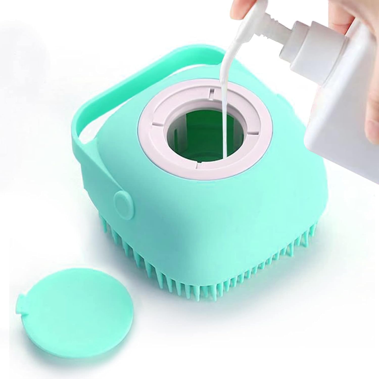 EXOFLY Dog Grooming Brush Soothing Bath Brush, Pet Massage Brush Shampoo Dispenser, Soft Silicone Bristle for Dogs and Cats Shower Soft Silicone Brushes for Pet Dogs Cat Rabbit (Model 7) 1