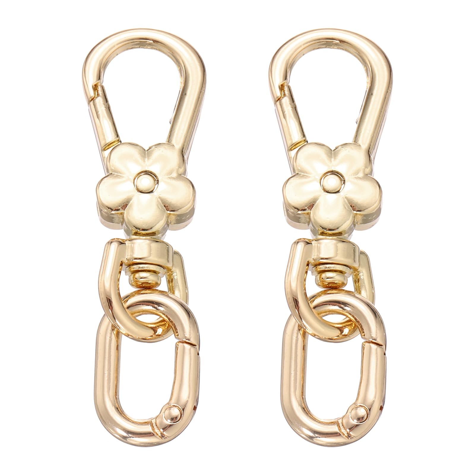 sourcing map 2 Pcs Metal Keychain Clip Swivel Lobster Claw Clasp Quick Release Oval Key Ring Detachable Double Opening Snap Hooks for Jewelry Making Crafts Backpack Bag Lanyard, Light Gold