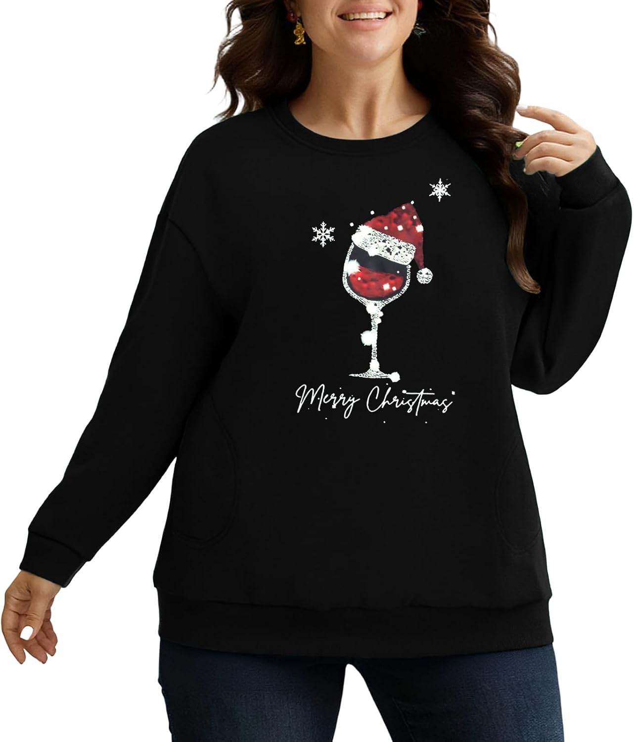 BLANCHES Plus Size Christmas Sweatshirts for Women Funny Xmas Sweater Pullover Cute Holiday Merry Christmas Graphic Tops - Image 5