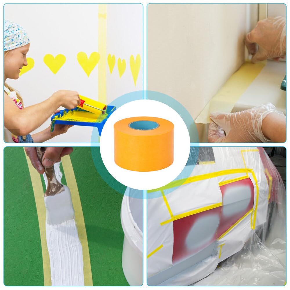 10 Rollos Cinta Pintor, 50mm x 50m Cinta Carrocero Pintura, Impermeable Cinta de Pintor, Desgarrable Cinta de Carrocero para Pintar para Pintura Decorativa de Coches (Oro)