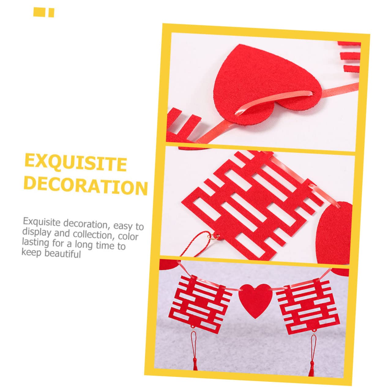 Abaodam 10juegos Decoración De Pared para Bodas De Adornos Forma De Carácter XI Decoraciones para Salones y Habitaciones De Boda Brillante para Celebraciones Chinas y Nuevas Casas