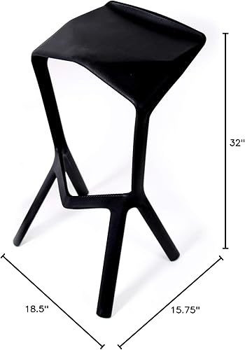 Miniatura 2 de Taburete de bar Miura, taburetes de bar de diseño de polipropileno negro, diseñado por Konstantin Grcic