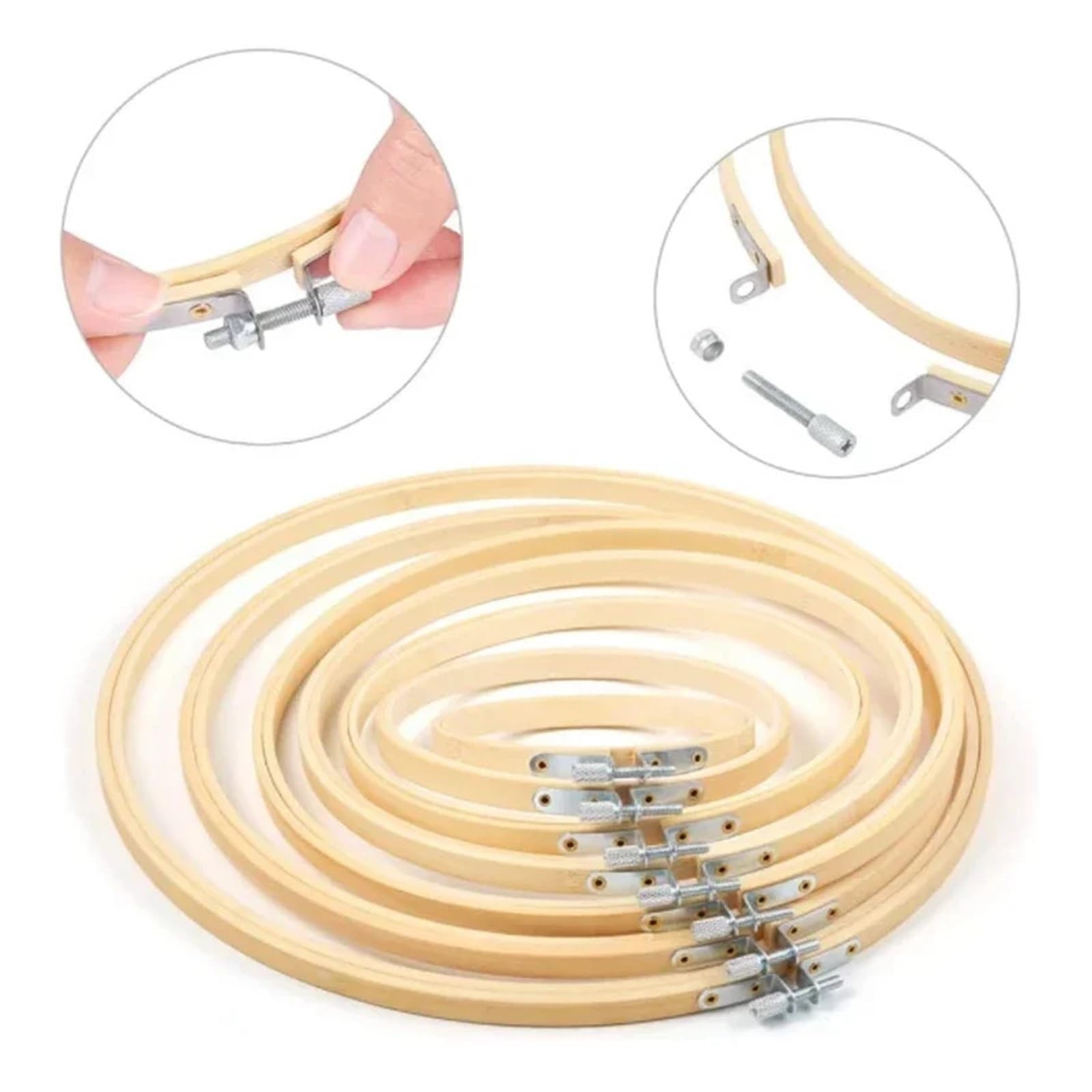 MRKU Soporte para Bastidor de Bordado DIY, Kit de Costura para Punto de Cruz, Marco, Anillos, Manualidades, bambú, aro Redondo, Herramientas de Costura domésticas