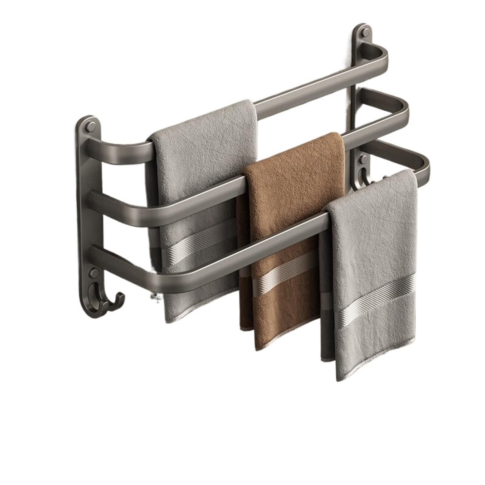 Towel Rack No Punch Bathroom Wall-mounted Bath And Bathrobe Hanging Rod Aluminum Alloy Storage(50cm Three strokes)