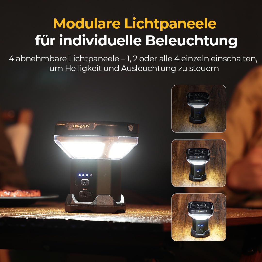 BougeRV Campinglampe CL03, 7-90 Std. Laufzeit, 2,3m Einziehbar, Dunkelgrün | 3200LM, 8000mAh Aufladbar Campinglaterne, Teleskop-Arbeitsbeleuchtung für Overlanding, RV, Camping, Baustelle, Garage