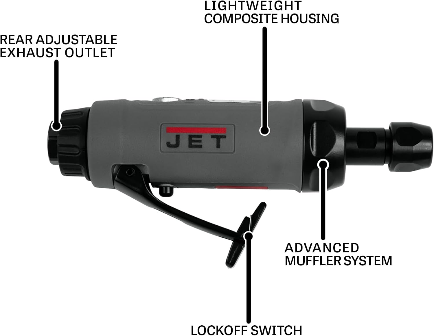 JET 1/4-Inch Pneumatic Straight Die Grinder, 25000 RPM, 1/3 HP (JAT-419)