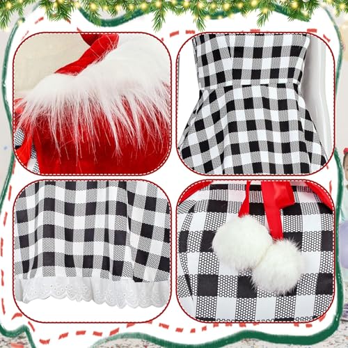 Disfraz rojo de Navidad para niñas con peluca y collar miniatura 5