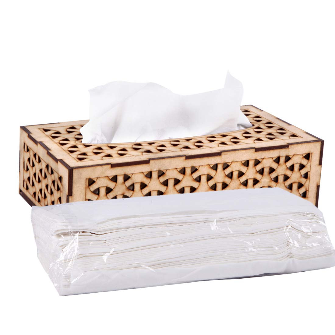 MS ENTERPRISE Wooden Tissue Paper Box Rectangular Shape Napkin Holder use for car,Home and Office (Brown A)