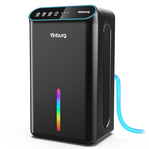 Dehumidifiers for Home (85 OZ Water Tank, 800 sq.ft) Quiet Small Dehumidifier for Basement Bedroom Bathroom with Drain Hose, 3 Gear Timer, Sleep Mode, Auto Shut Off, 7 Color Ambient Light