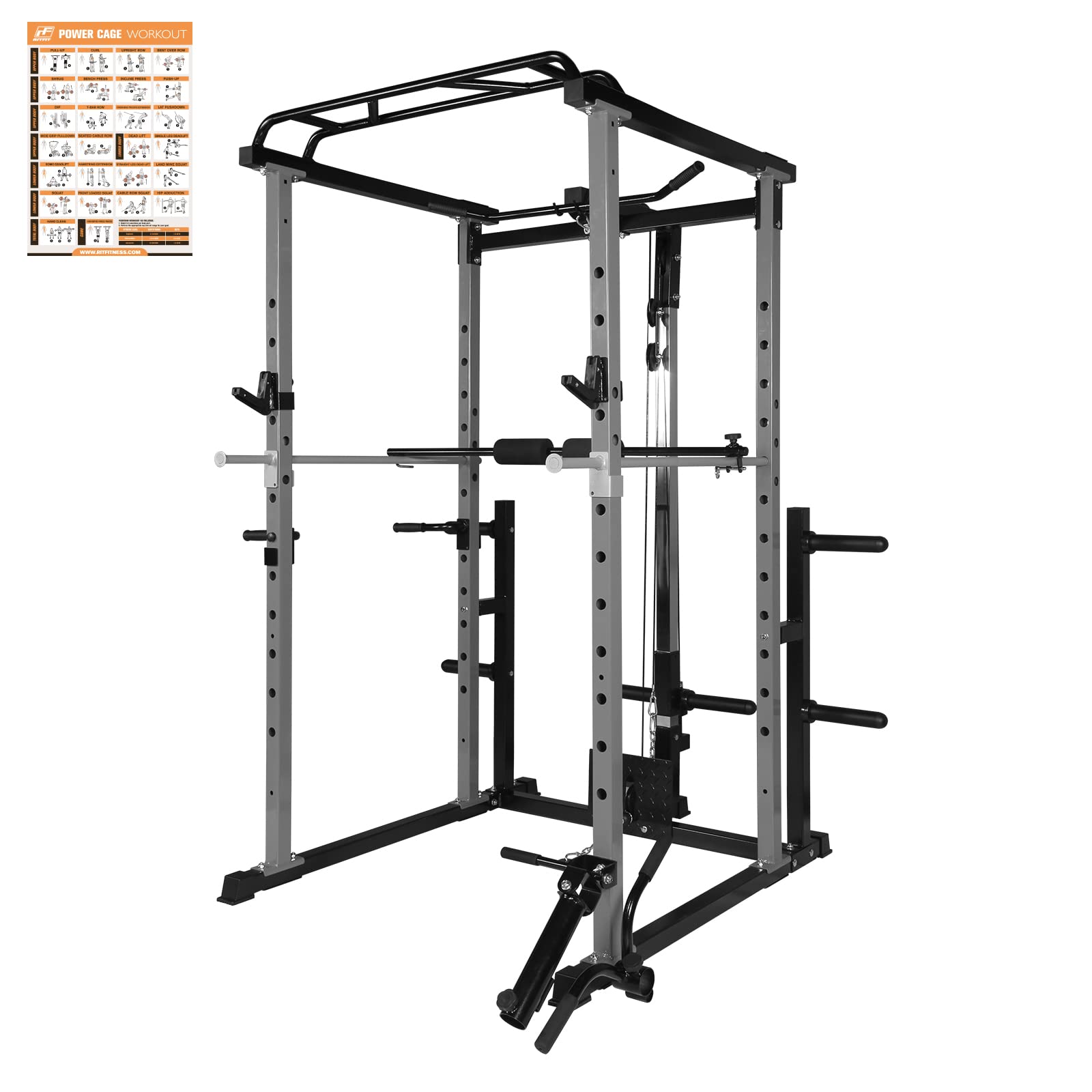 Buy RitFit Power Cage with LAT Pull Down and 360° Landmine,Optional