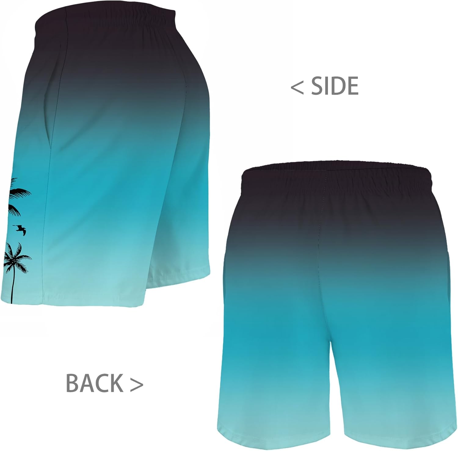 Men's Swim Trunks Hawaiian Bathing Mesh Lining Suit Swimsuits Beach Shorts with Pockets - Image 3
