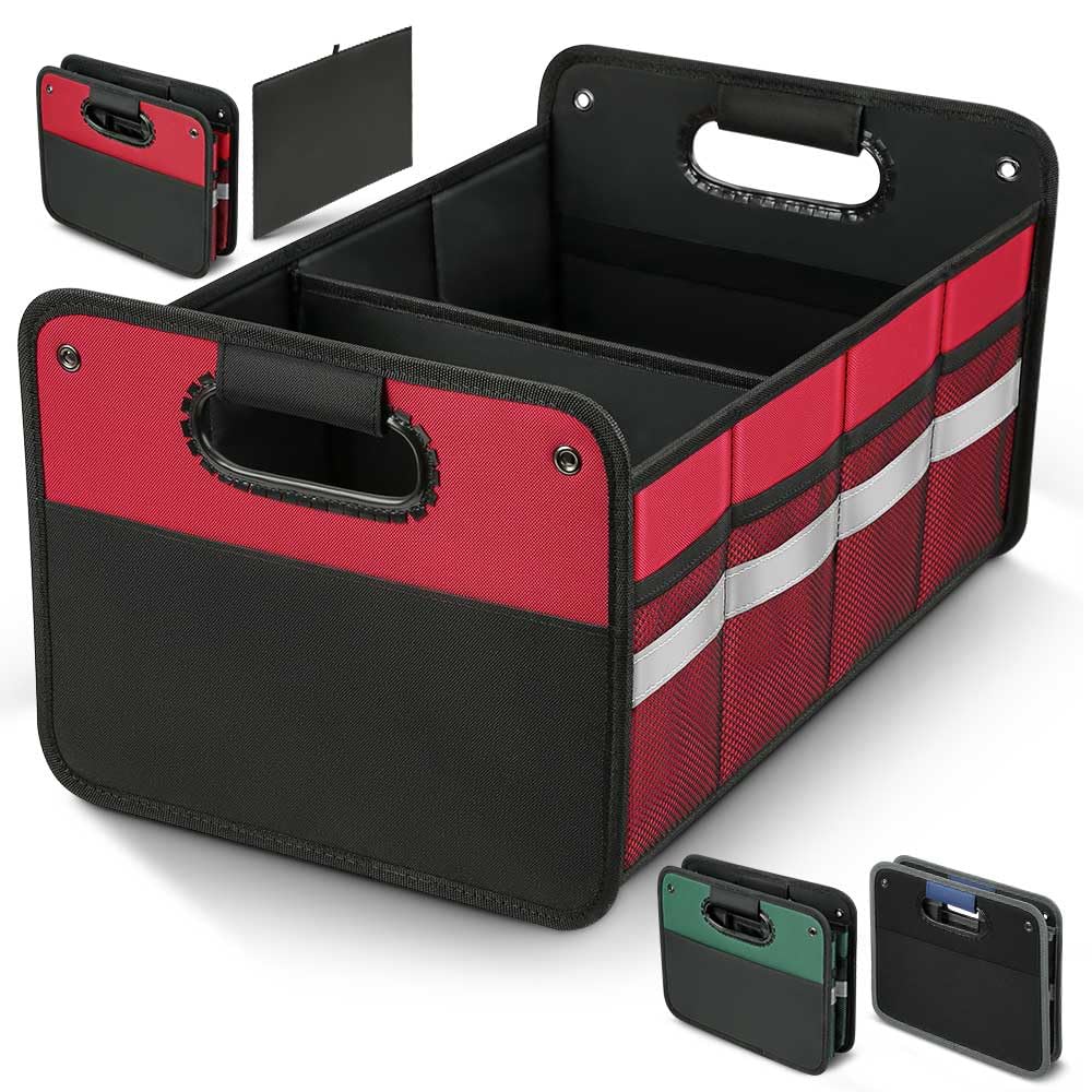 WINHUNT Car Trunk Organizer, Car Storage and Organizer Reinforced Handles, 50L Waterproof Polyester Car Accessories Organizer for Car, Suv, Sedan, Truck, Minivan Non Slip Bottom 50L (Medium, Red 50L)