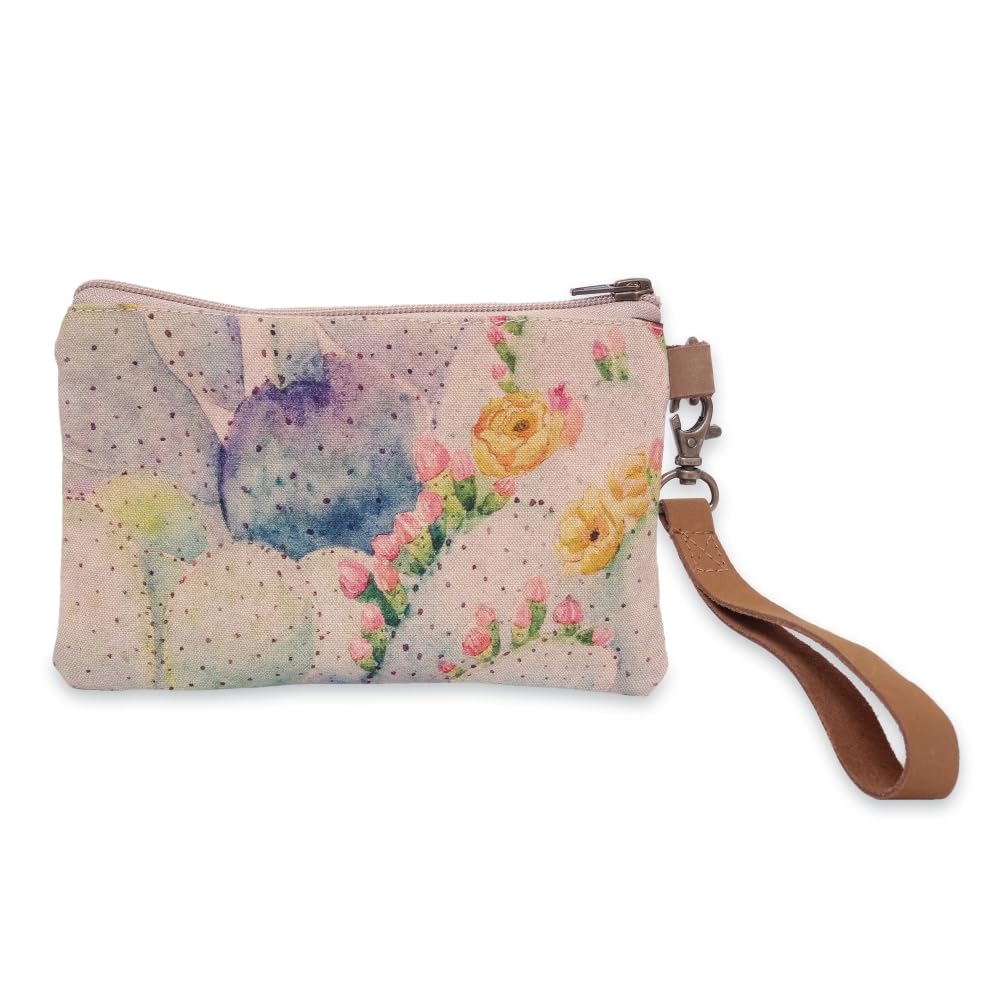COTT N CURLS Prickly Pear - Wristlet Wallets for Women, Crossbody Sling Bags, Cell Phone Purse, Cotton Canvas Purses