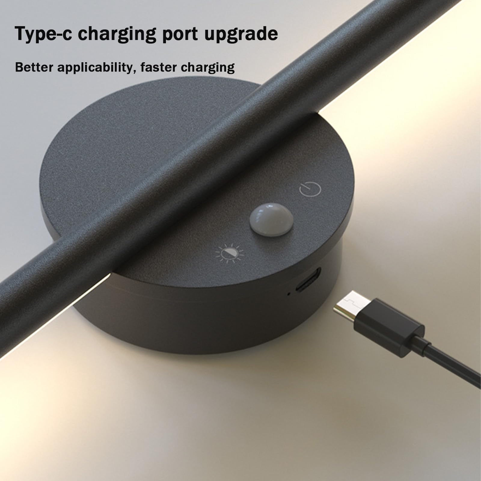 LED Interior Largo Aplique de Pared con 120° Sensor de Movimiento Lámpara de Pared Moderno USB Ricaricabile Luz Aluminio 2700K-6500K Regulable para Dormitorio (60cm,Negro)