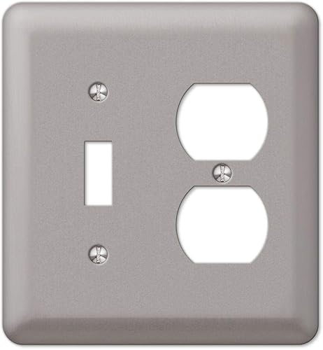 Amerelle Devon Round Corner Single ToggleSingle Duplex Placa de pared de acero en níquel cepillado