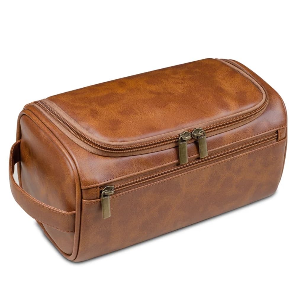 Wielofunkcyjna kosmetyczka Wisząca kosmetyczka ze skóry PU wielokolorowa(Light Brown-25x13x13cm)