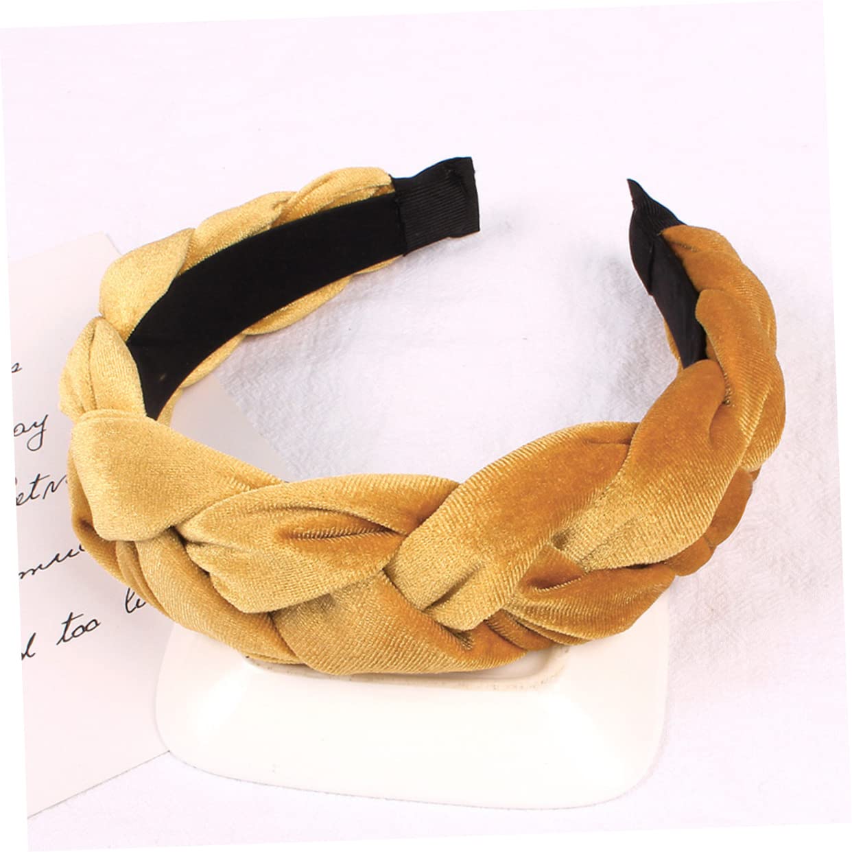 Healeved 4piezas Diadema Trenzada de Pelusa Ancha Cabello Accesorios Lavado de Cara para Mujeres Color Negro