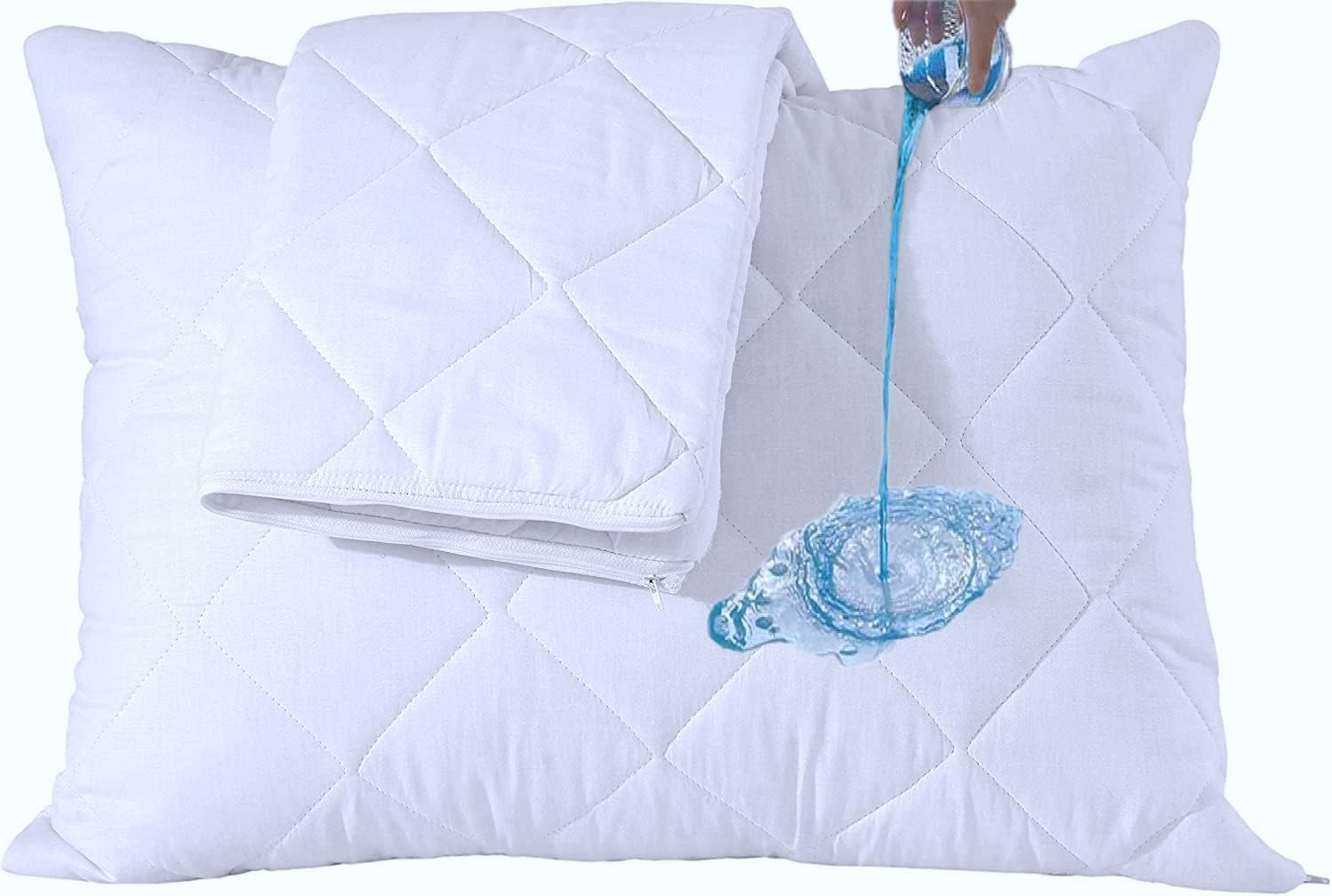 Niagara Sleep SolutionWaterproof Quilted Pillow Protectors Queen Ultra Soft Thick Pair 20x30Inches Brushed Ultra Plush White Zippered Set of 2 Size Encasement