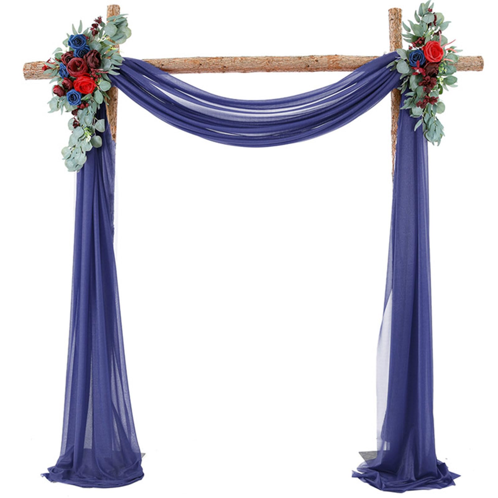 HUHJYUGE Voilage Arche Mariage Bleu, Rideau Arche de Mariage, Mariage Arche Tenture Voilage, Extérieur Mariage Rideau Tulle, pour Décoration de Mariage, Cérémonie, Fête (1 1000cm)