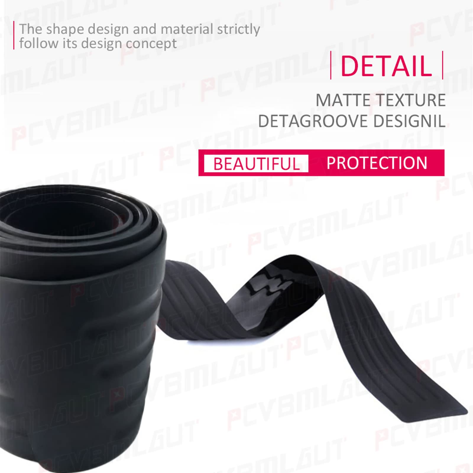 PCVBMLAUT Rear Bumper Protector Universal Black Rubber Back Bumper Protector Guard Trim Cover Strip for Cars SUV Pickup Truck, 90cm*8cm*0.3cm, 1 Pcs