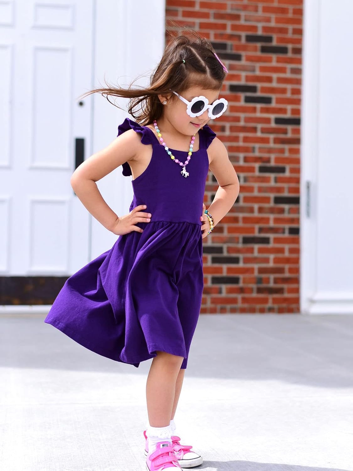 Little Girls Tie Back Dress Kids Vintage Sundress Casual Sleeveless Dresses 3-7 Years - Image 3