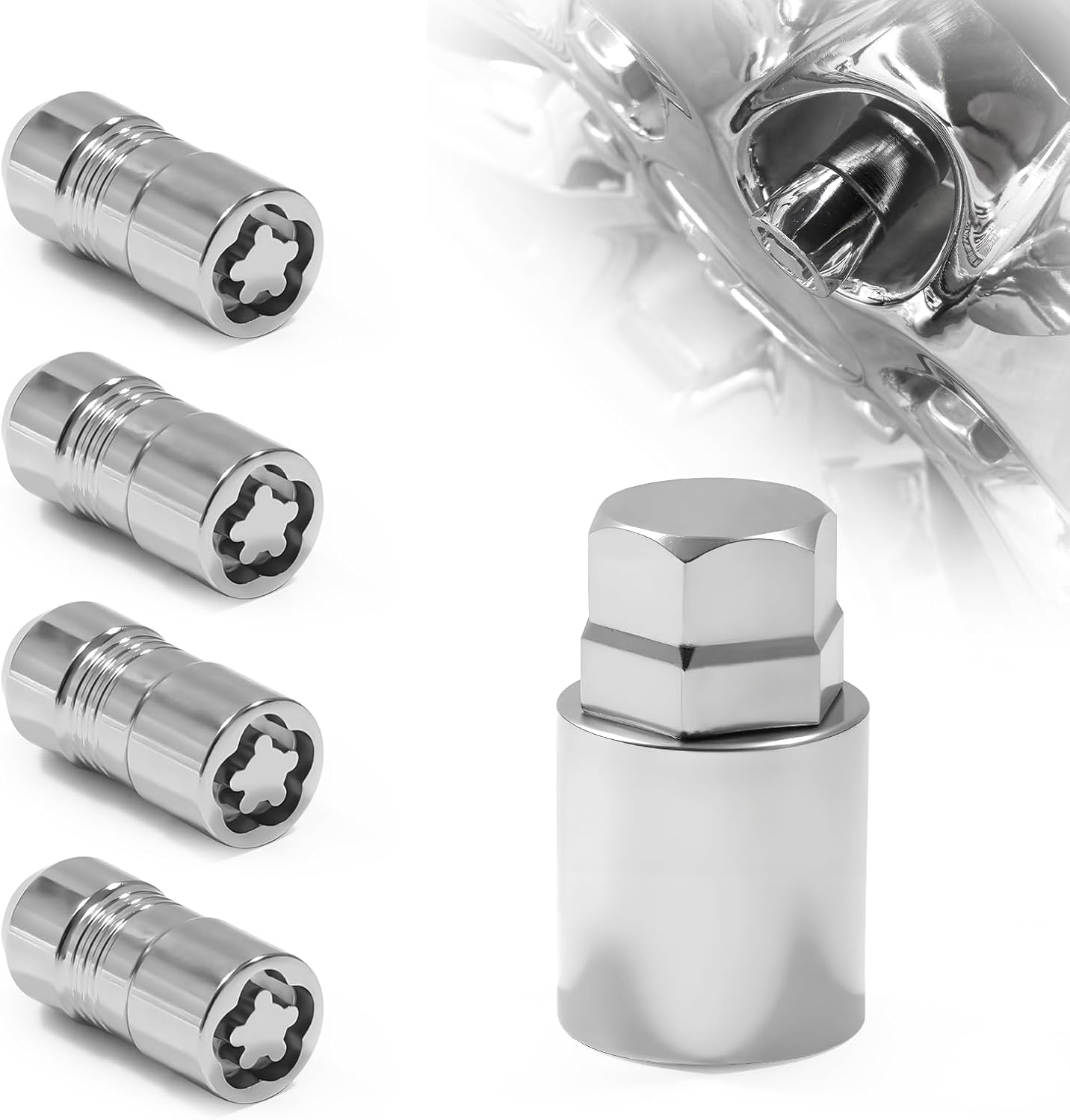 Wheel Locks Locking Lug Nuts M14 x 1.5 Thread Size Hex Key Cone Seat Fits Ford F-150 Ram 1500 Chevrolet Silverado 1500 Ram 1500 GMC Sierra 1500 Tahoe Traverse, Equinox and More Replace 24210