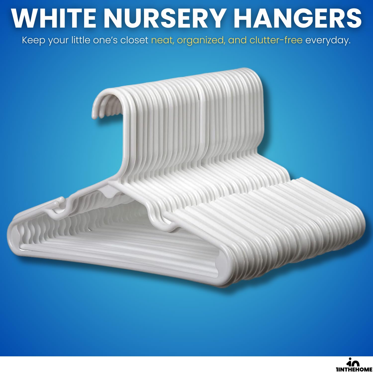 Paquete de 30 perchas de guardería para bebé, niños pequeños y niños (30 unidades), color blanco