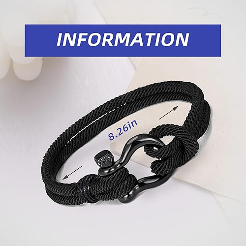 Miniatura 3 de To My Dad Horseshoe Buckle Casual Bracelet, Gift for Dad Mens Braided Nautical Bracelet, Men Braided Bracelets Punk Temperament Bracelet Bangle