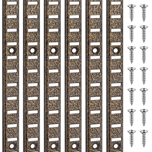 Yaocom 6 Pcs 36 Inch Shelf Pilaster Metal Mortise Mount Pilaster Strip Adjustable Shelf Standards for Wall Shelving System Closet Organization Storage (Bronze)