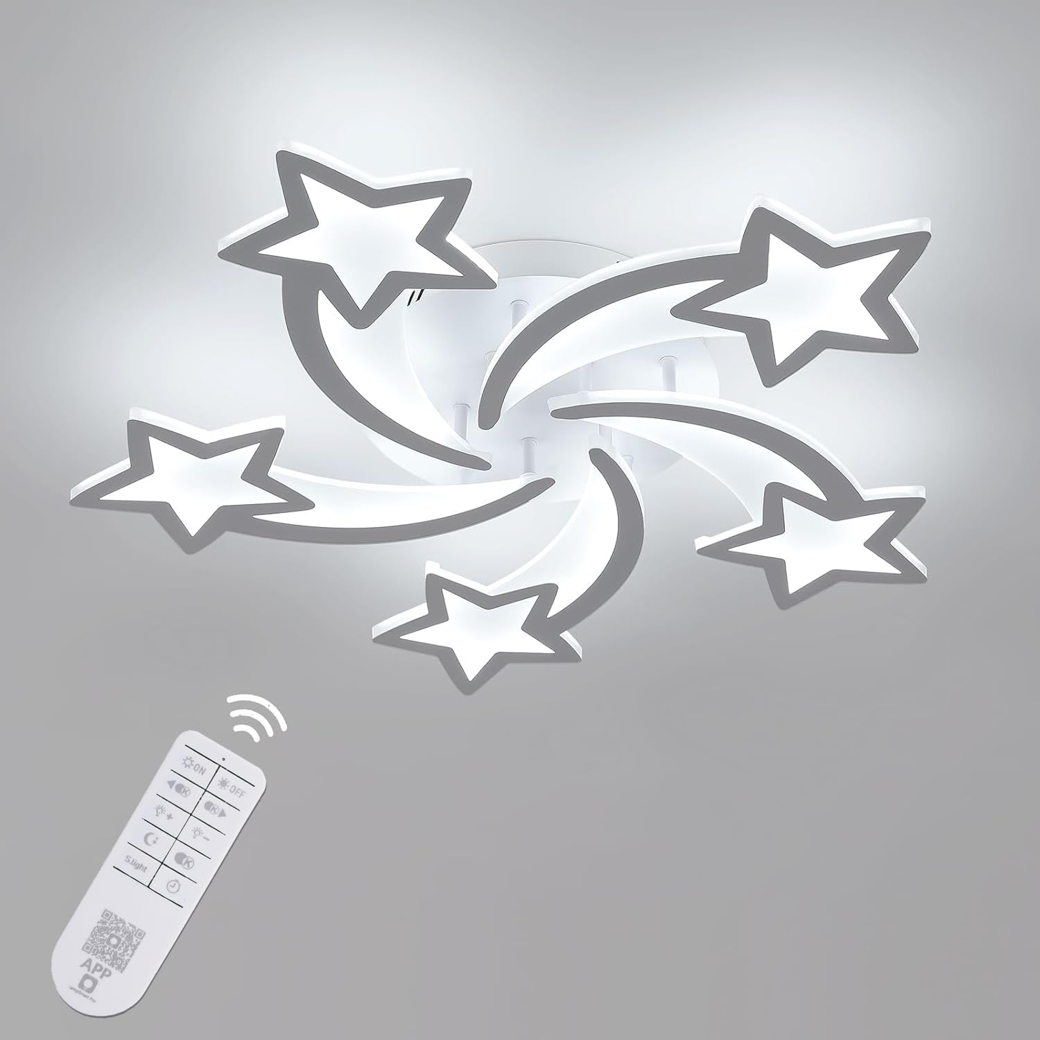 Goeco Lámpara LED de Techo Regulable, 50W 6200LM Plafon LED Techo Blanco con Mando a Distancia/APP para Salón Habitación Infantil, 3000K-6500K, Dia 65cm