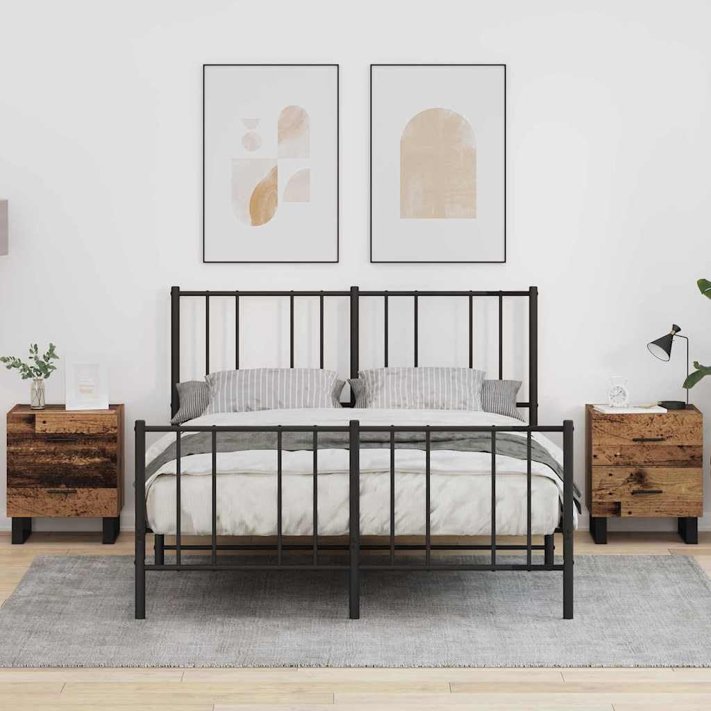 vidaXL Szafka Nocna 2 szt. Stare drewno i czarny 40 x 35 x 47,5 cm