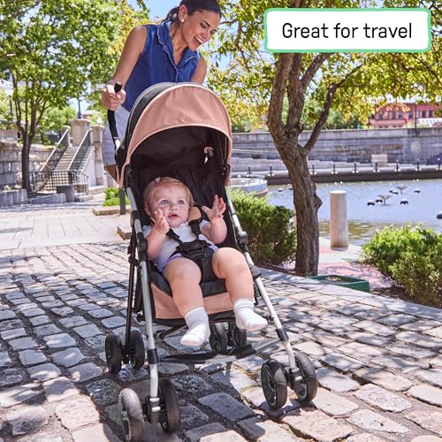 Image of Ingenuity 3D Mini Convenience Stroller - Lightweight Stroller, Compact Fold, Multi-Position Recline, Canopy with Pop Out Sun Visor and More - Umbrella Stroller for Travel, Dusty Rose Pink