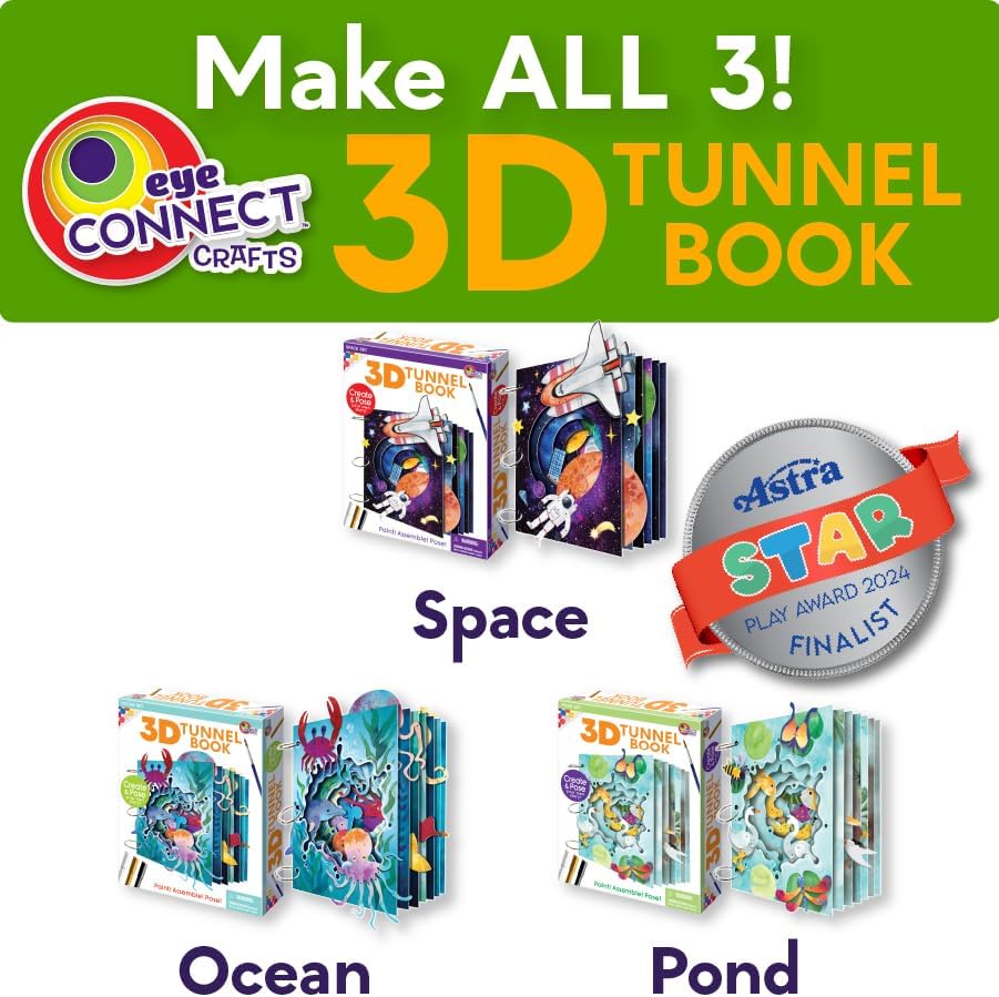 Miniatura 9 de Libro de túnel 3D haz tu propio libro, kit de arte y manualidades. 8 x 11.5 pulgadas. Gran regalo. De 9 a 99 años. (estanque)