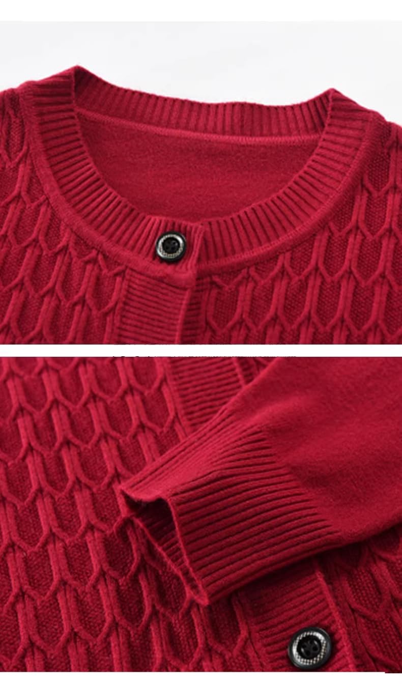 Rebeca Mujer,Cárdigan De Punto para Mujeres De Mediana Edad Y Mayores Suéter De Manga Larga con Frente Abierto Abrigos con Cuello Redondo Y Botones Chaqueta Informal para Abuela Jersey para Primav