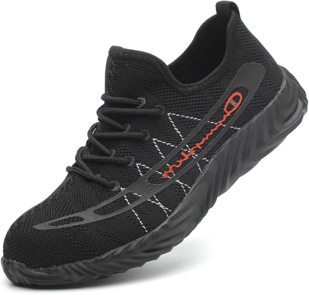 MandyQ Steel Toe Sneakers for Men Work Indestructible Shoes Safety Comfortable Breathable Mesh Composite Toe Shoes Non Slip Lightweight Industrial Construction Shoes