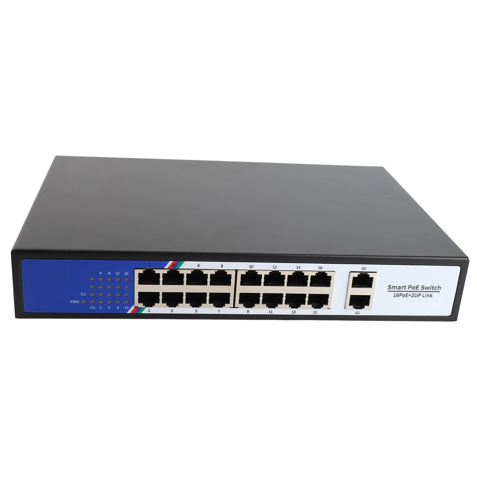 Per sistemi di rete domestici e per ufficio, hub di rete Ethernet POE Switch a 18 porte con 16 porte 10 100M e 2 porte 10 100 1000M, capacità di commutazione 7,2 Gbps, spina USA