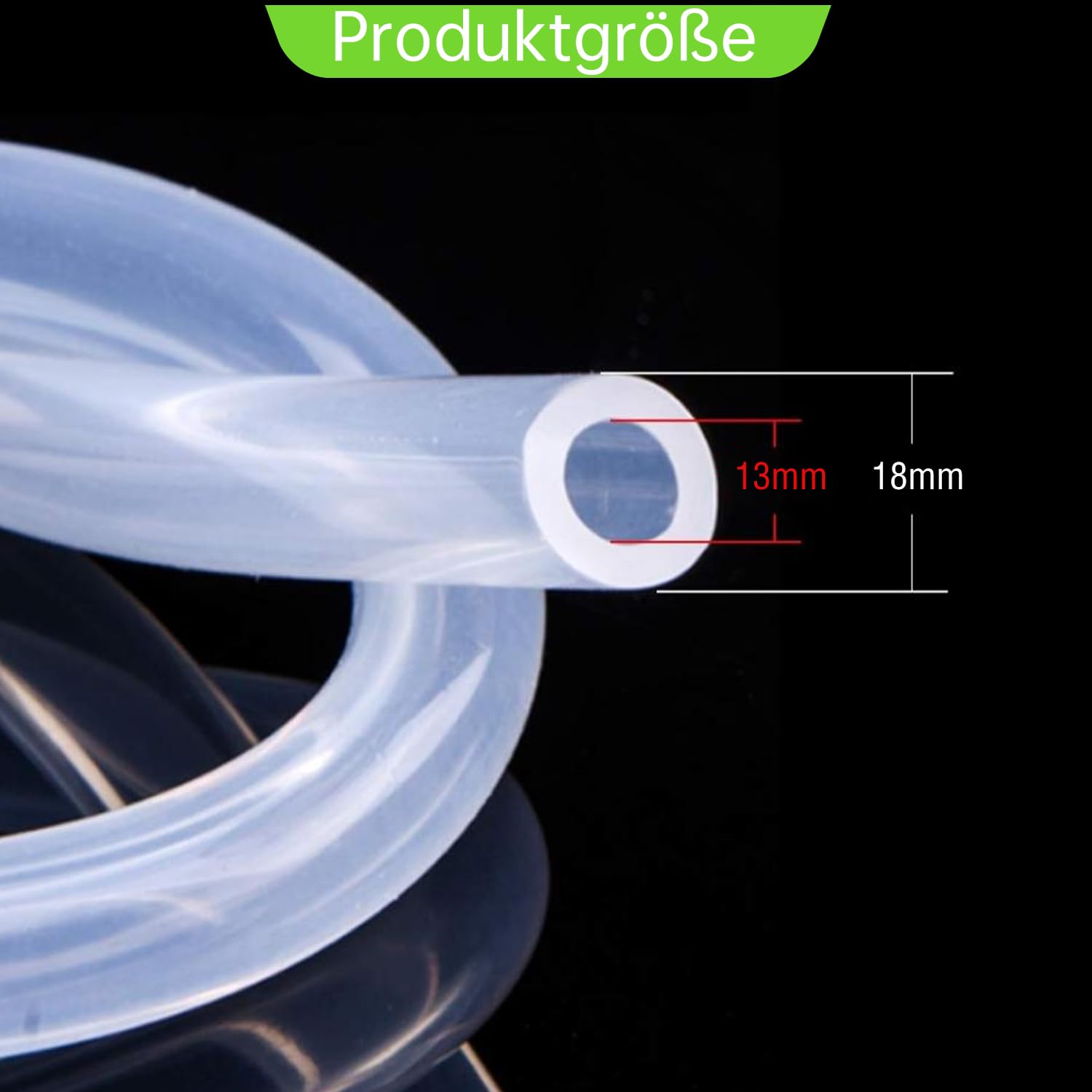 Tuyau en silicone - Tuyau en caoutchouc transparent pour la maison, l'eau potable, l'industrie - 13 mm ID x 18 mm OD, épaisseur de paroi 2,5 mm, longueur 2 m