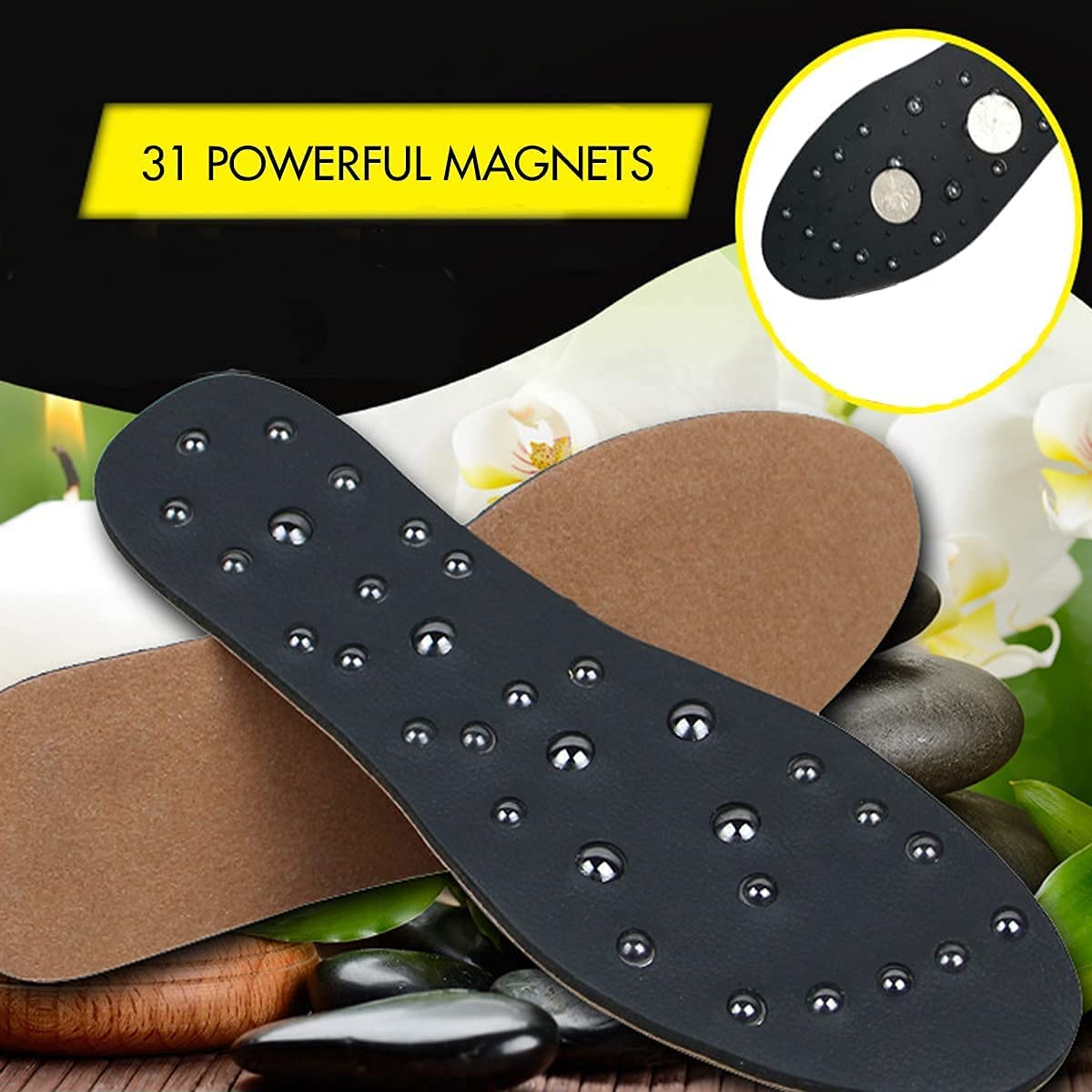 Plantillas magnéticas para zapatos, plantillas de masaje de acupresión, plantillas magnéticas con alivio del dolor, fascitis plantar, fatiga reducida, para hombres y mujeres