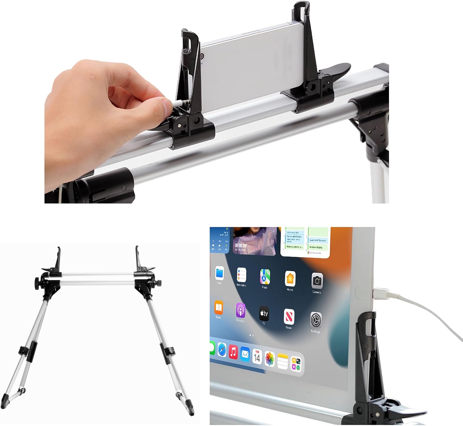 Tablet Stand for Bed Laying Down, 270 Degree Rotation Adjustable Clip ipad Holder Floor Desk Sofa Bed Stand,Compatible with All 0-9.65 Inches Tablet iPad Phones and Display Devices